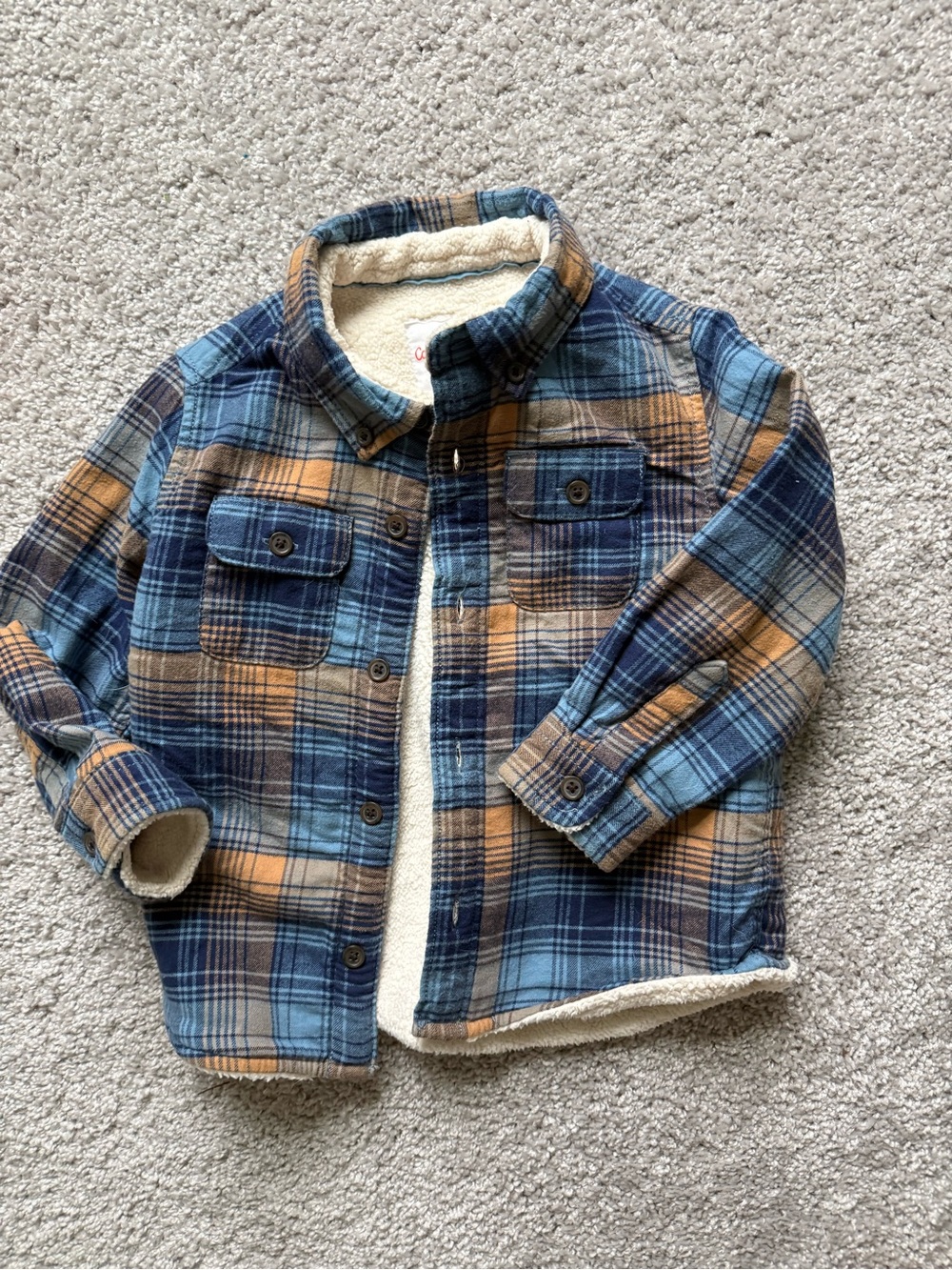 Cat & Jack Blue and Brown Plaid Sherpa Jacket
